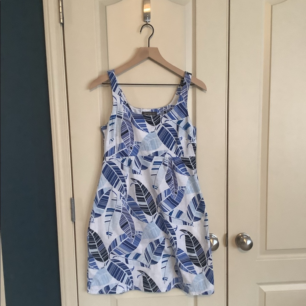 Tommy Bahama Blue and White Leaf-Print Sundress